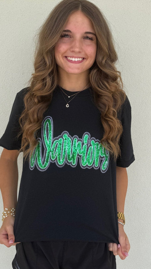 REAL Sequin "Warriors" T-Shirt S/S - Black