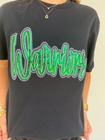 REAL Sequin "Warriors" T-Shirt S/S - Black