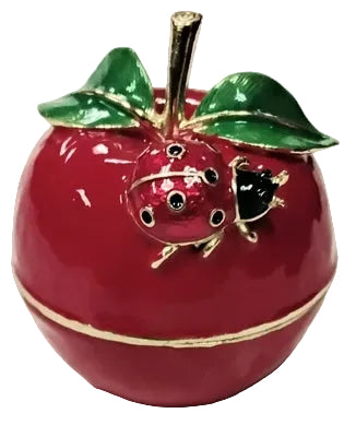 Red Apple with Lady Bug - Bejeweled Trinket Box TRNK-6145