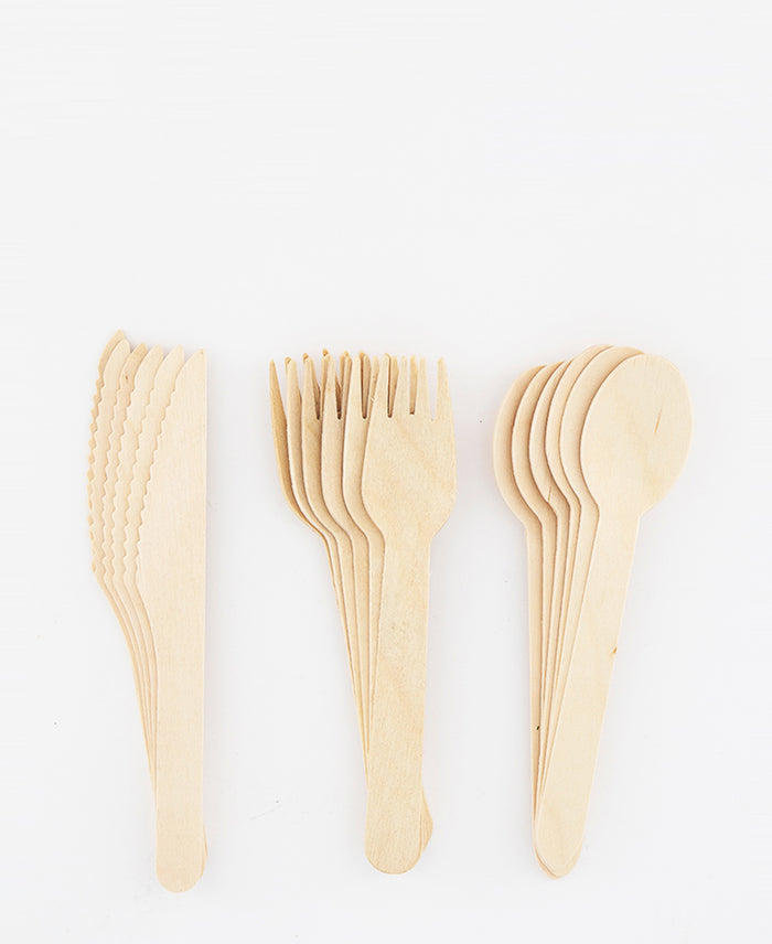 Regent Wooden Disposable Cutlery Sets - 18 Pce