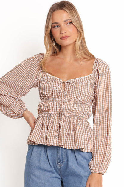 Petal and Pup USA TOPS Saphia Top - Brown Check