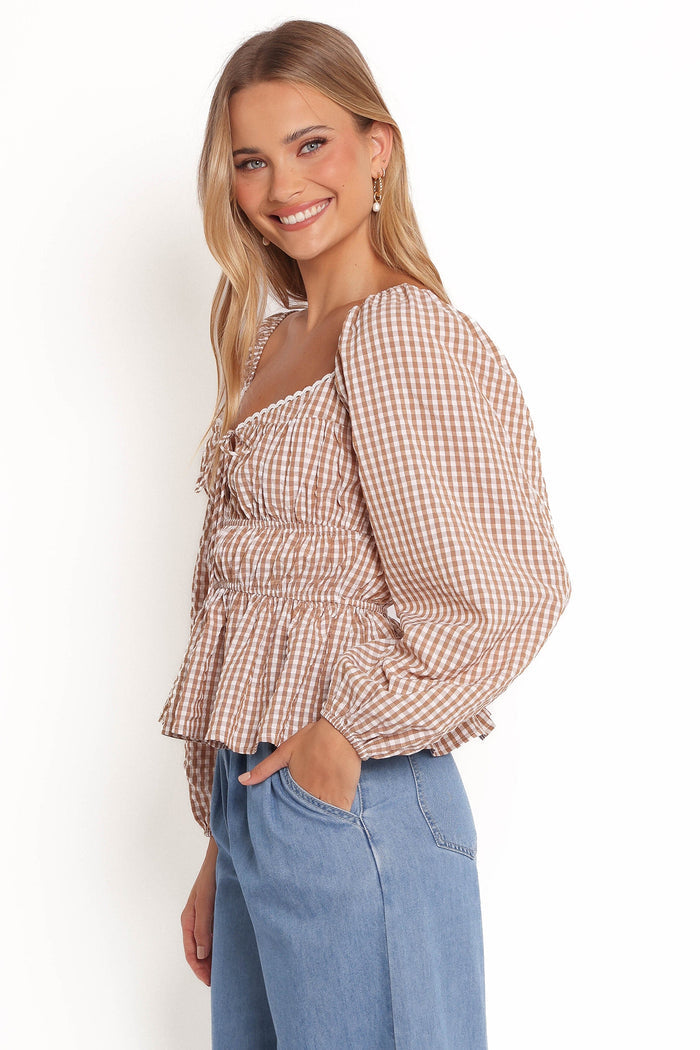 Petal and Pup USA TOPS Saphia Top - Brown Check