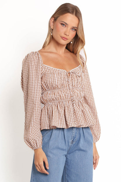 Petal and Pup USA TOPS Saphia Top - Brown Check