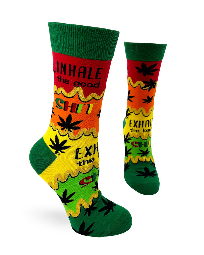 Sassy "Inhale The Good Shit, Exhale The Bad Shit" Women's Crew Socks