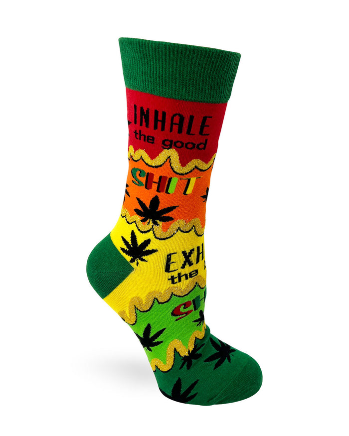Sassy "Inhale The Good Shit, Exhale The Bad Shit" Women's Crew Socks