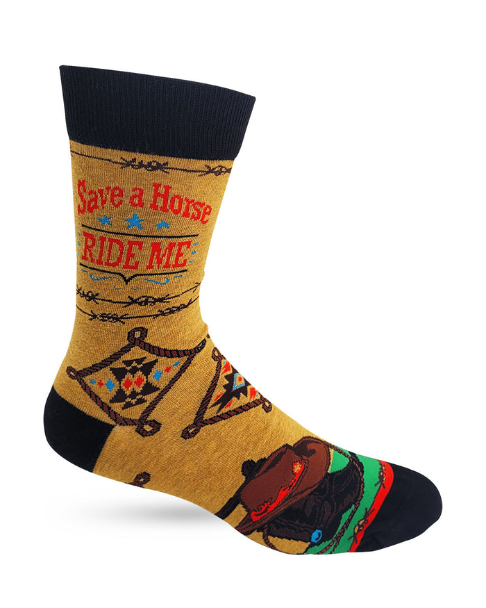 Save a Horse Ride Me Men's Novelty Crew Socks