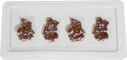 Das Unold Schokoladenform-Set Weihnachten ist eine Kunststoffform mit vier schneemannförmigen Mulden zur Herstellung von Schokolade oder Bonbons, abgebildet auf weißem Hintergrund.
