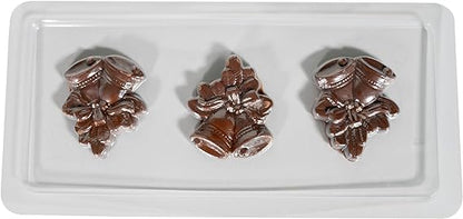 Das Unold Schokoladenform-Set Weihnachten ist eine durchsichtige Kunststoffform mit drei Vertiefungen, die jeweils die Form festlicher Glocken mit Bändern und Stechpalmen haben und sich perfekt für die Herstellung von Schokoladen- oder Süßigkeitendekorationen eignen.