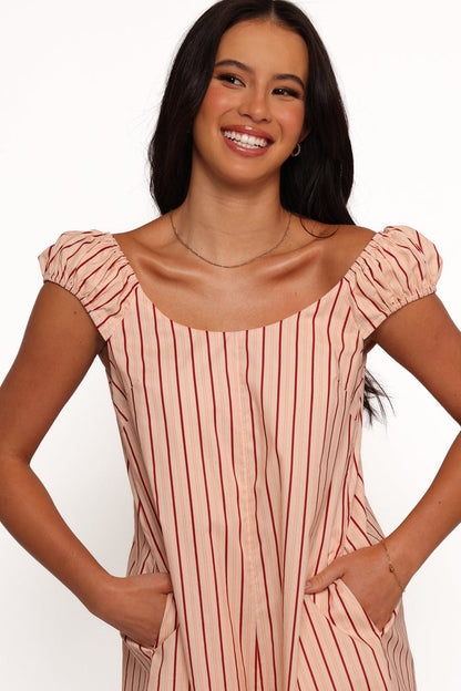 Petal and Pup USA PLAYSUITS Scobbie Romper - Pink Stripe (Hold for Rack)