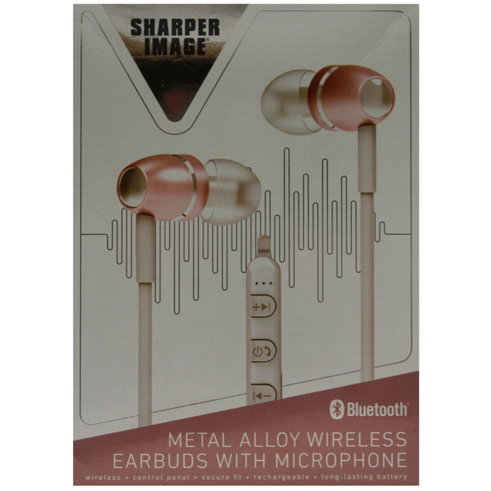 SHARPER IMAGE Pink Metal Alloy Wireless Earbuds with Microphone - SBT554RG