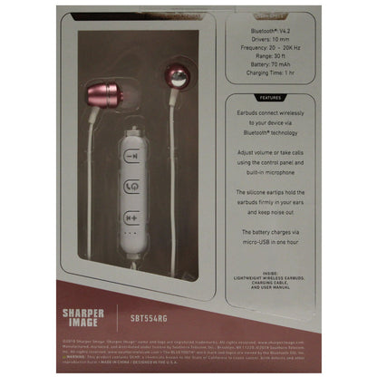 SHARPER IMAGE Pink Metal Alloy Wireless Earbuds with Microphone - SBT554RG