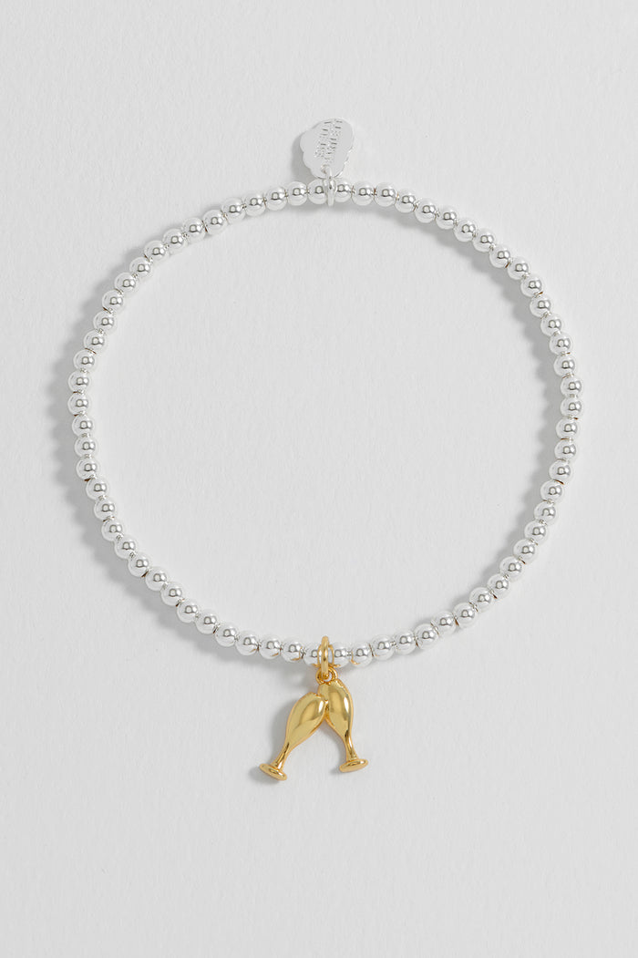 Sienna Beaded Champagne Charm Bracelet
