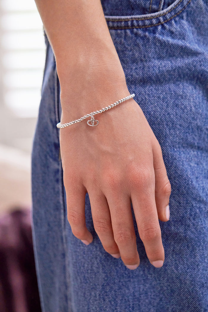 Sienna Beaded Interlinked Heart Charm Bracelet