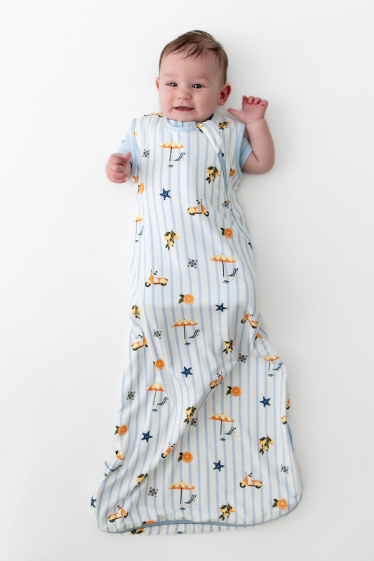 Infant wearing the Sleep Bag in Amalfi Coast 0.5