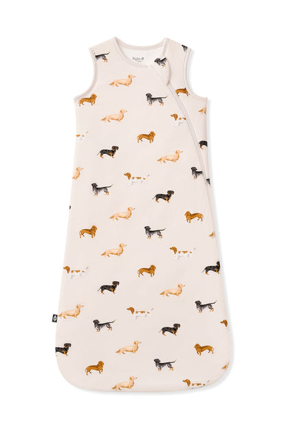 Beige Sleep Bag with Dachshund print on a white background