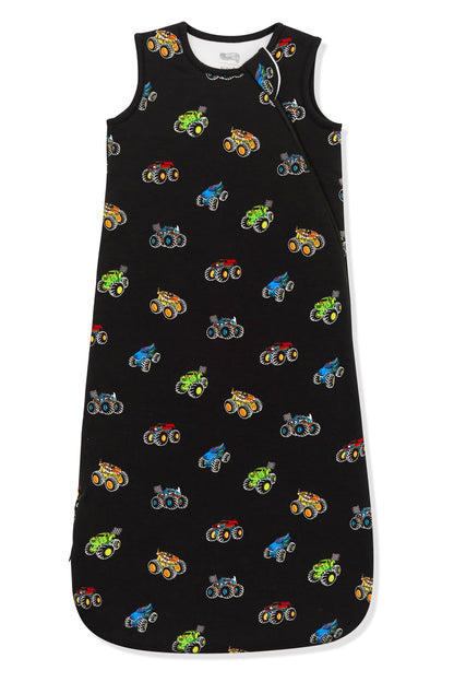Sleep Bag 1.0 with Monster Truck print on white background