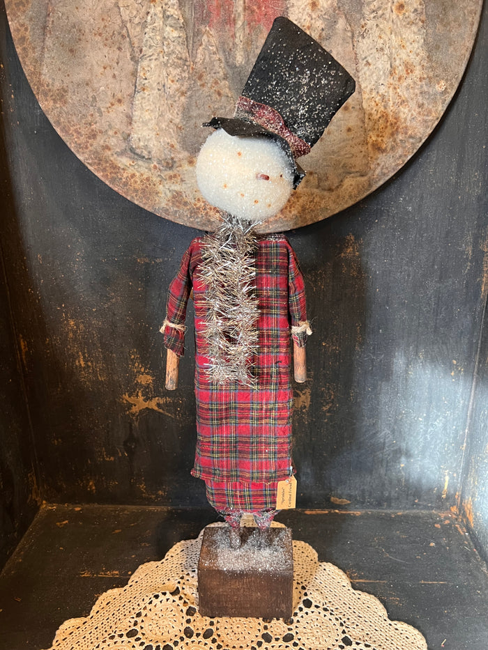 Snowman - Plaid Shirt & Pants w Tinsel Scarf