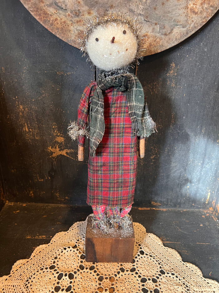Snowman - Red Plaid Shirt w/ Green and Blue Scarf