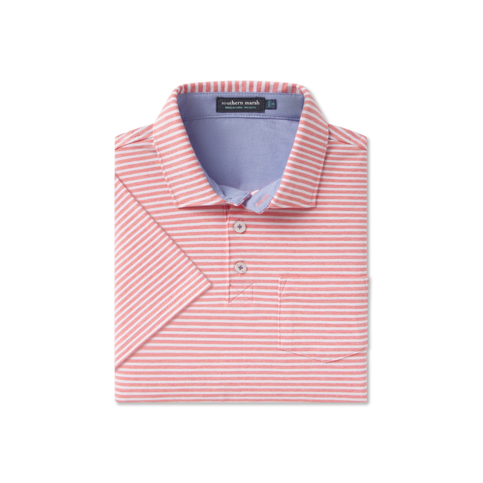 Southern Marsh - Youth Nantucket Relaxed Polo - Coral Stripe