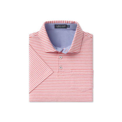 Southern Marsh - Youth Nantucket Relaxed Polo - Coral Stripe
