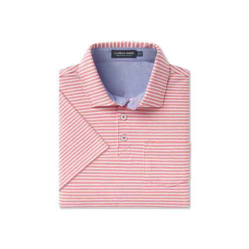 Southern Marsh - Youth Nantucket Relaxed Polo - Coral Stripe