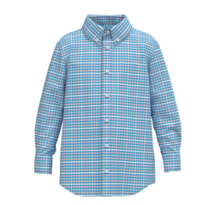 Southern Shirt Co. - Youth Samford Check LS Button Up - Aquaverde