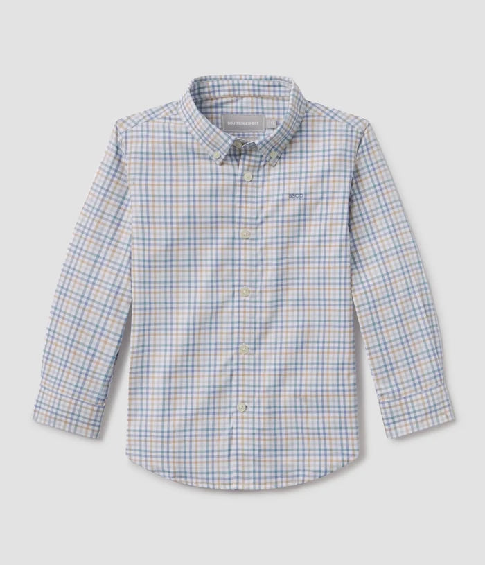 Southern Shirt Co. - Youth Samford Check LS Button Up - Aquaverde