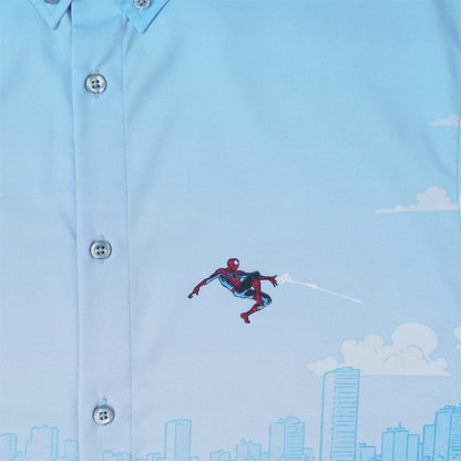 RSVLTS Marvel Short Sleeve Shirt Spider-Man "Skyline Slingin'" – KUNUFLEX Short Sleeve Shirt Spider-Man "Skyline Slingin'" – KUNUFLEX Short Sleeve Shirt