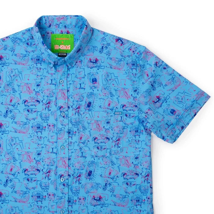 RSVLTS Nickelodeon Spongebob Square Pants "Different Sides of a Sponge" (Blue) – KUNUFLEX Short Sleeve Shirt (Wholesale Exclusive)