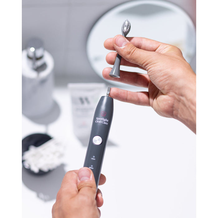 Spotlight Oral Care Sonic Toothbrush Replacement Heads Pack of 3 - Graphite Grey | GREYHEADS (7652751311036)