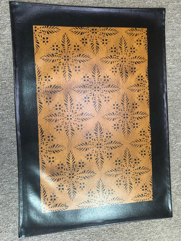 Stenciled Floorcloth with Solid Border 2 x 3