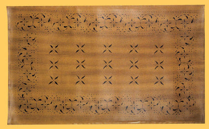 Stenciled Floorcloth with Solid Border 2 x 3