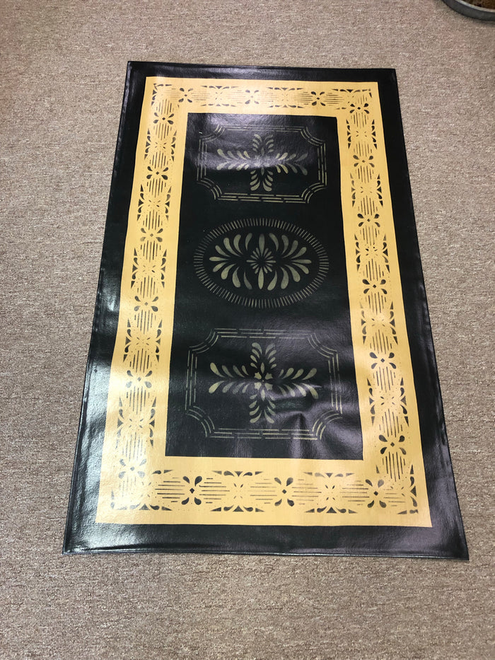 Stenciled Floorcloth with Solid Border 32 x 52