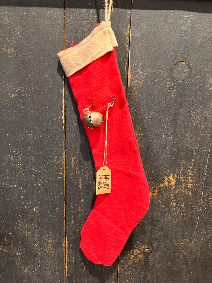 Stocking with Rusty Bell and Pin