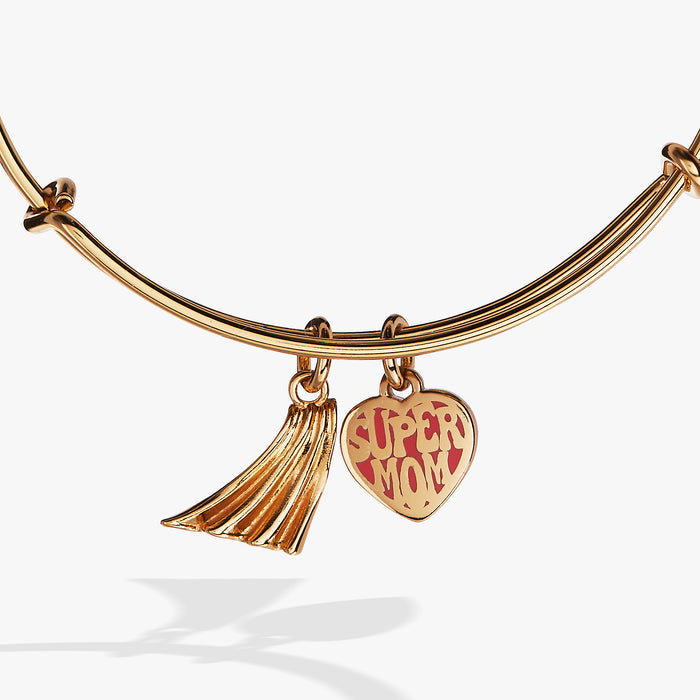 'Super Mom' Heart and Cape Charm Bangle