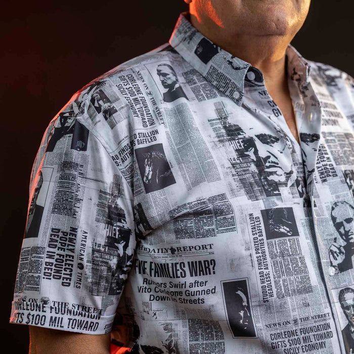 RSVLTS RSVLTS The Godfather “Headlines” – KUNUFLEX Short Sleeve Shirt