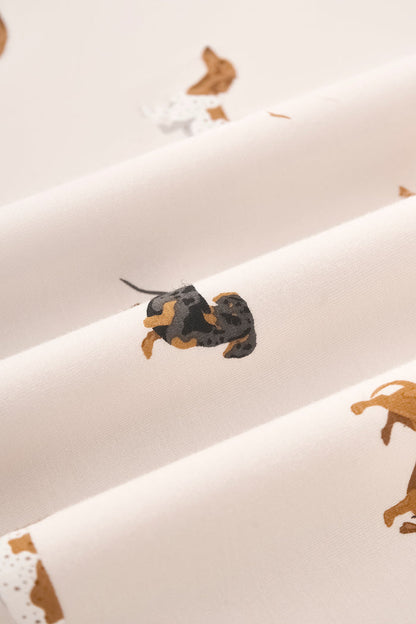 Close up of Beige Fabric with Dachshund print on it