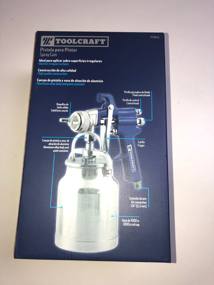 Toolcraft Spray Gun 90PSI Contents 1 Gun with Tank and 1 Cleaning Brush Ideal for irregular surfaces High quality construction Aluminum alloy body and paint container- TC1842 ebuystt