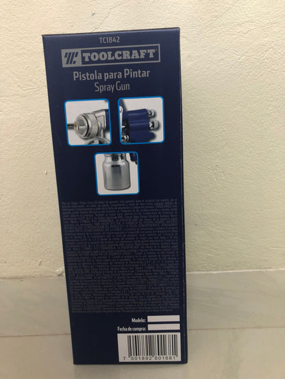 Toolcraft Spray Gun 90PSI Contents 1 Gun with Tank and 1 Cleaning Brush Ideal for irregular surfaces High quality construction Aluminum alloy body and paint container- TC1842 ebuystt