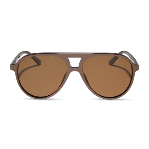 diff eyewear tosca ii aviator sunglasses with a moscow mule brown frame and brown lenses front view