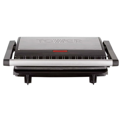 Tower 750W 3 Portion Health Grill & Panini Press with Non-stick Cerastone Coating - Stainless Steel | T27038 from Tower - DID Electrical