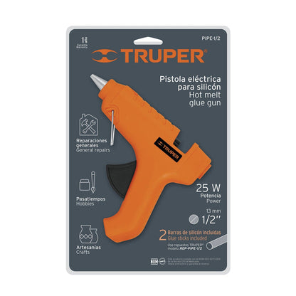 TRUPER 25W 1/2" (13mm) Hot Melt Glue Gun - A perfect addition to your craft supplies and has an extended tip for accurate detailed work - 17536 MEGA