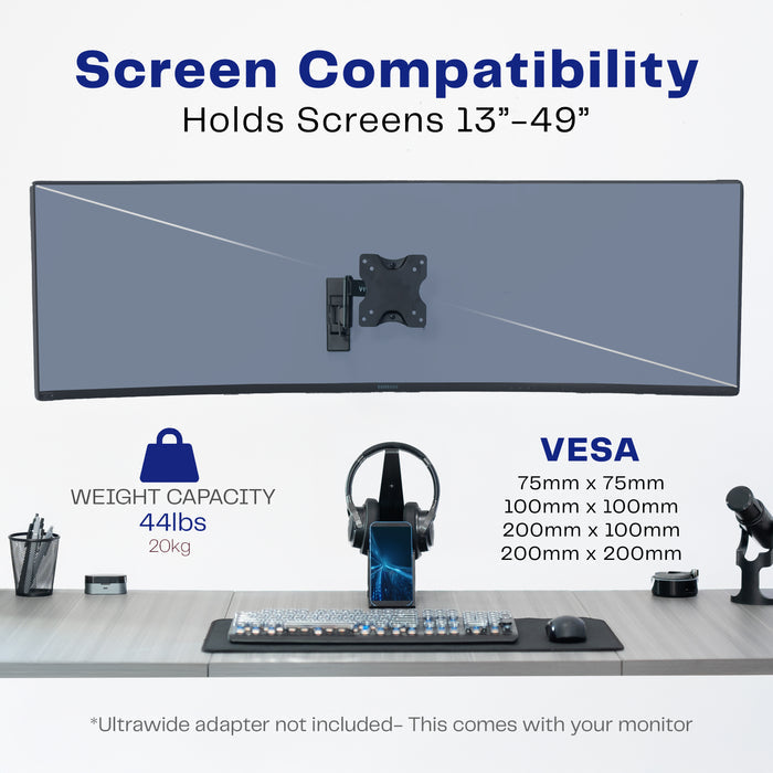 Sturdy adjustable TV wall mount with cable management.