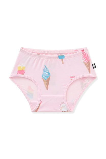 Pink Undies in Ice Cream print on white background
