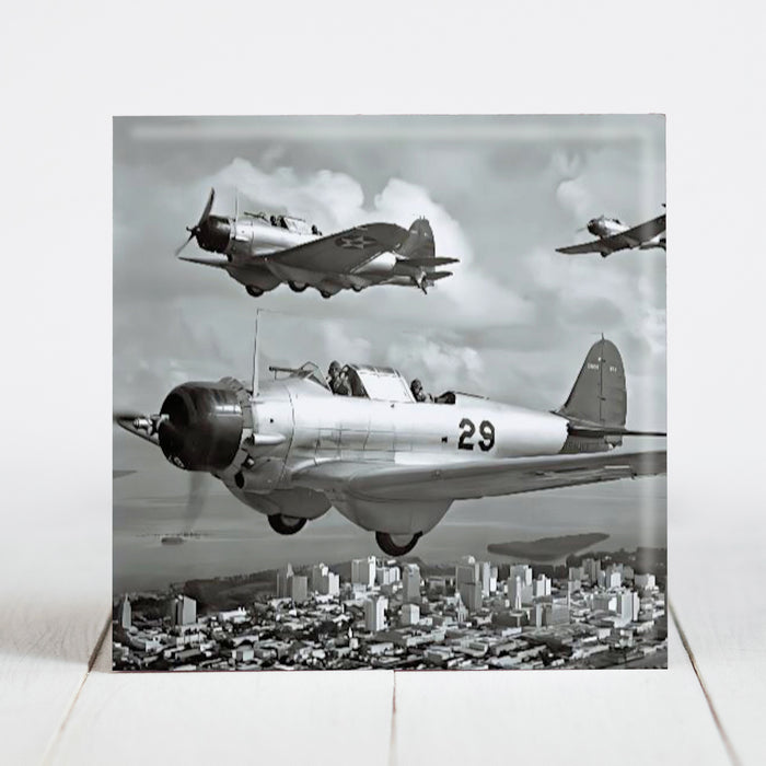 US Navy dive bombers flying over Miami during WW2