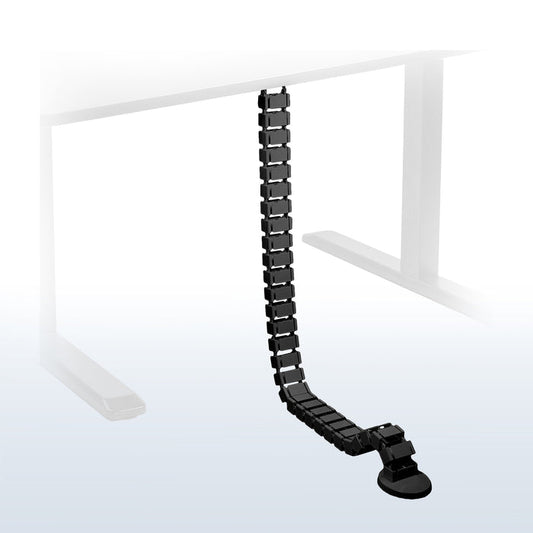 Black vertebrae cable management for desks.