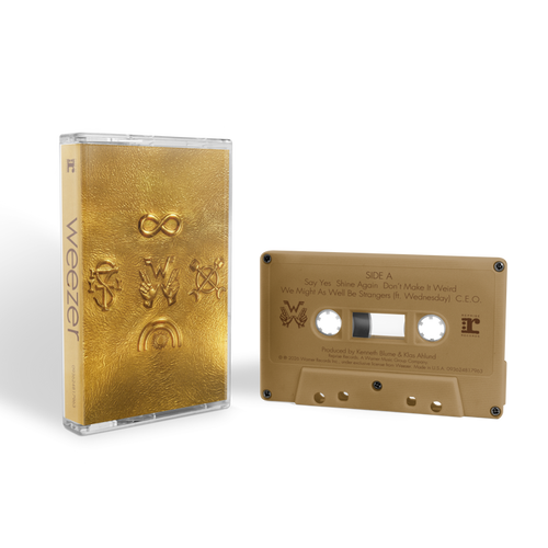 Gold signal capture cassette by Weezer with embossed symbols in a clear plastic case for Relic WZR.C01