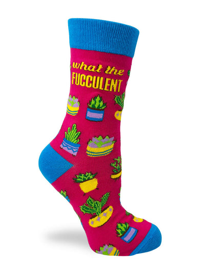 What The Fucculent ladies' crew socks with the cheeseburger's