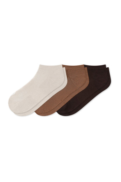 Women's Ankle Socks 3-Pack in Cafe on a white background