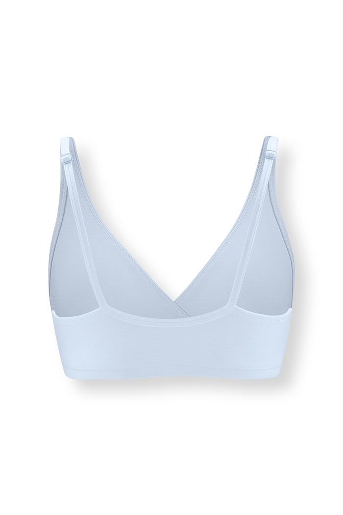 Women's Cross Front Bralette in Breeze on white background